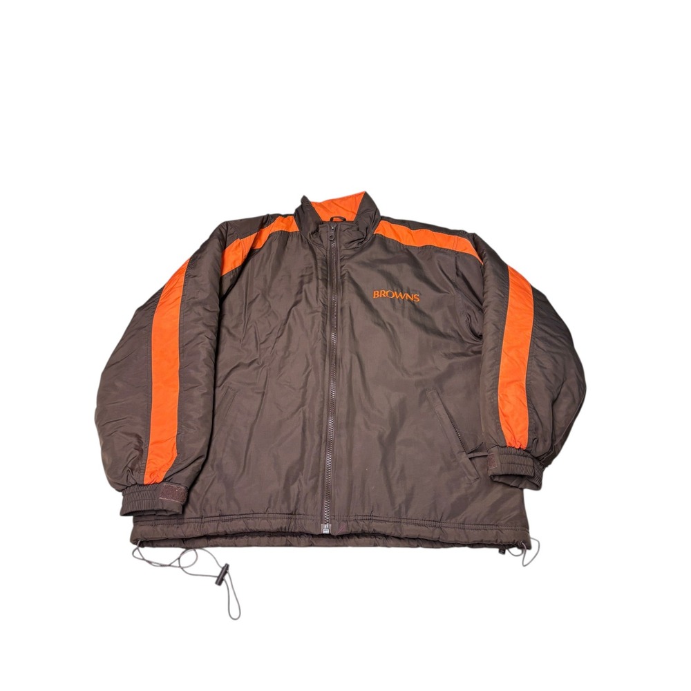 Vtg Cleveland Browns NFL Logo Athletic Jacket Brown Orange Quilted L G Large NFL